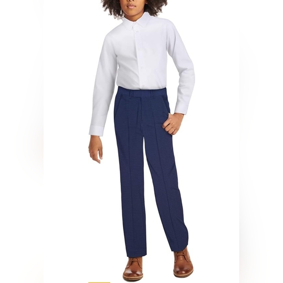Calvin Klein Boys Long Sleeve Slim Fit Dress Shirt, Button-Down Style w/ Cuffs - Picture 2 of 7